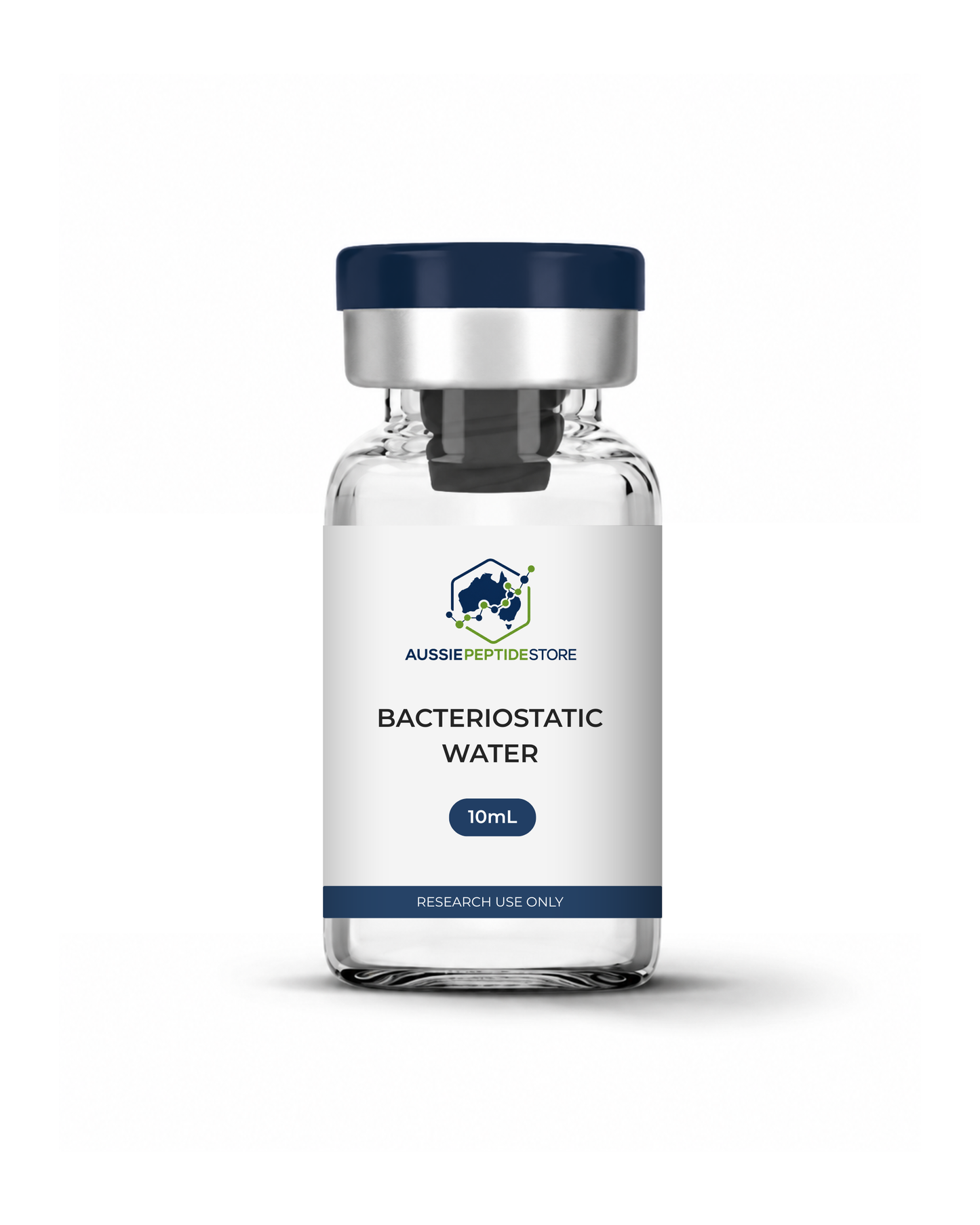 Bacteriostatic water 10mL sterile research diluent vial from Aussie Peptide Store, Australia