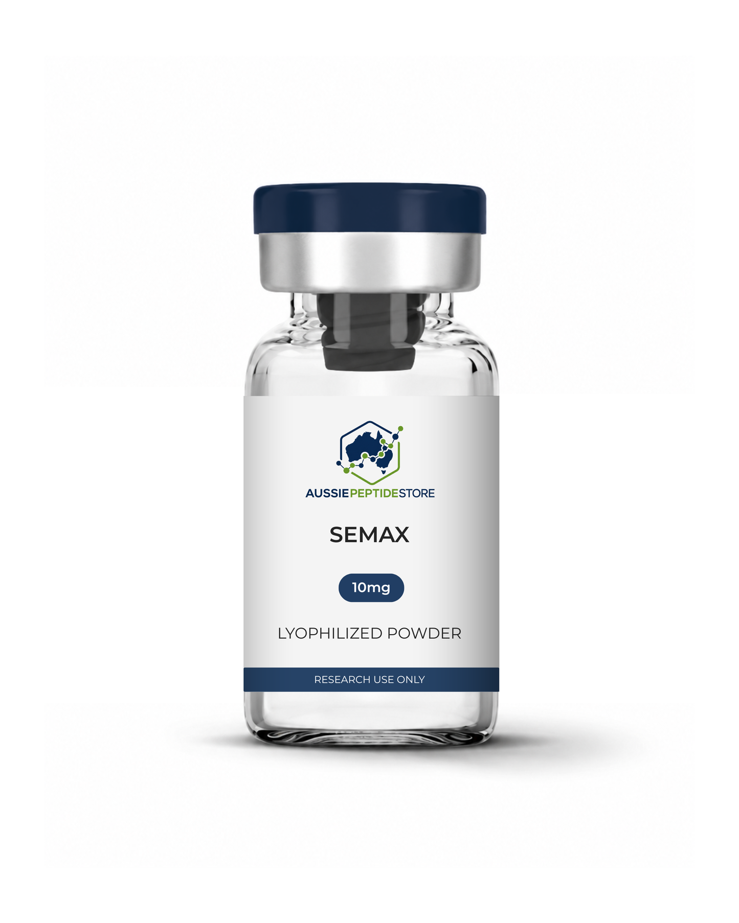 Semax 10mg lyophilised research peptide vial from Aussie Peptide Store, COA verified, Australia